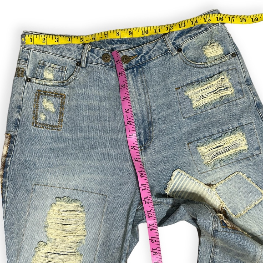 Jaded Gypsy Evening Meadow boho patchwork denim miner jeans size S/M - Picture 4 of 5